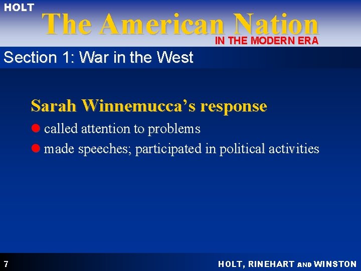 HOLT The American Nation IN THE MODERN ERA Section 1: War in the West