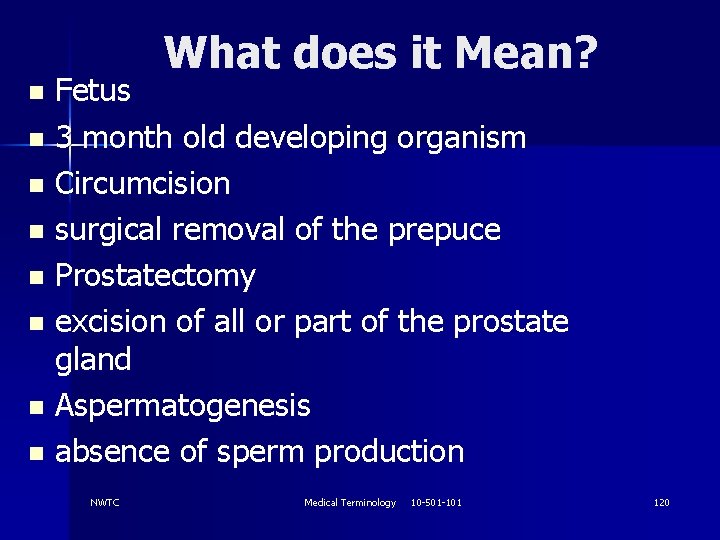 What does it Mean? Fetus n 3 month old developing organism n Circumcision n