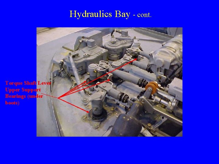 Hydraulics Bay - cont. Torque Shaft Lever Upper Support Bearings (under boots) 