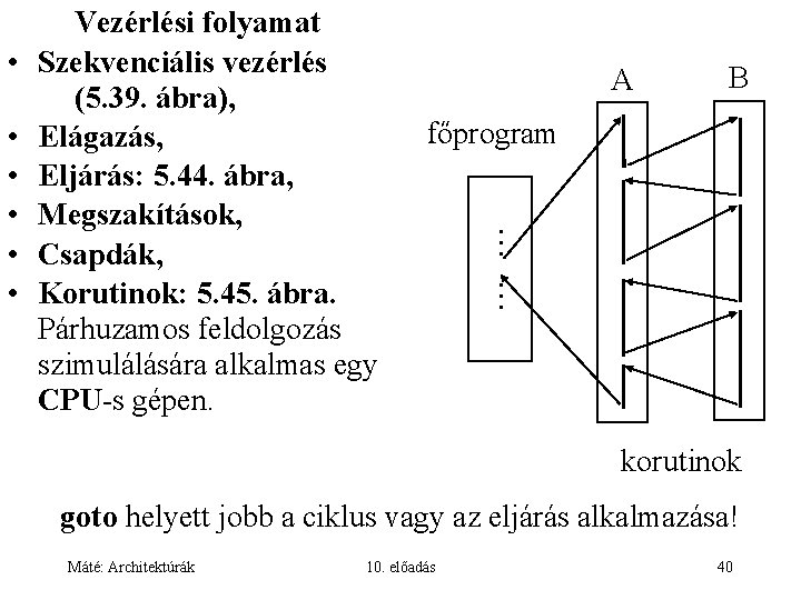  • • • A B főprogram … … • Vezérlési folyamat Szekvenciális vezérlés