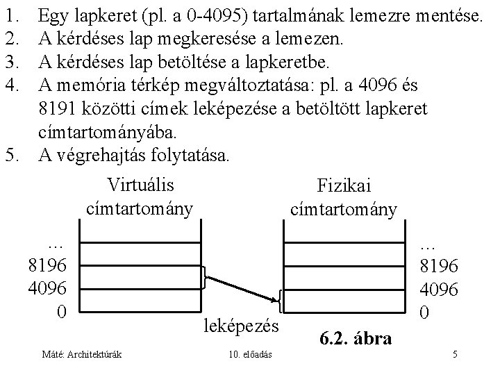 1. 2. 3. 4. Egy lapkeret (pl. a 0 -4095) tartalmának lemezre mentése. A