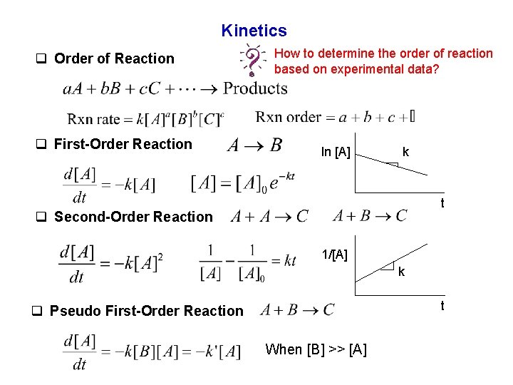 Kinetics q Order of Reaction q First-Order Reaction How to determine the order of