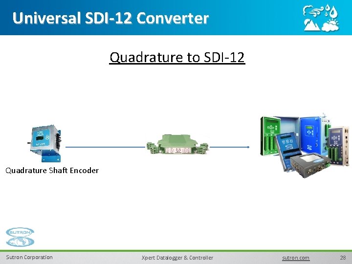 Universal SDI-12 Converter Quadrature to SDI-12 Quadrature Shaft Encoder Sutron Corporation Xpert Datalogger &