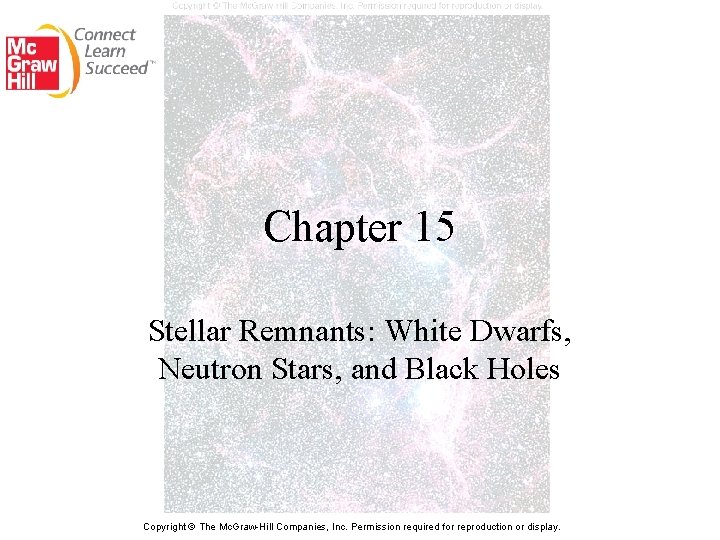 Chapter 15 Stellar Remnants: White Dwarfs, Neutron Stars, and Black Holes Copyright © The