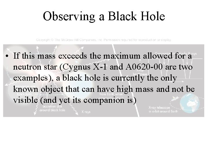 Observing a Black Hole • If this mass exceeds the maximum allowed for a