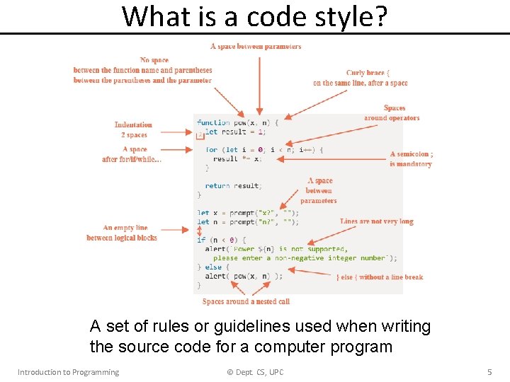 What is a code style? A set of rules or guidelines used when writing