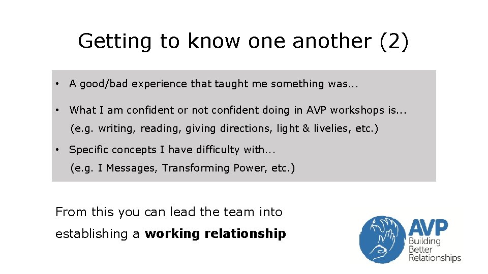 Getting to know one another (2) • A good/bad experience that taught me something Getting to know one another (2) • A good/bad experience that taught me something
