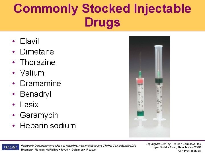 Commonly Stocked Injectable Drugs • • • Elavil Dimetane Thorazine Valium Dramamine Benadryl Lasix Commonly Stocked Injectable Drugs • • • Elavil Dimetane Thorazine Valium Dramamine Benadryl Lasix