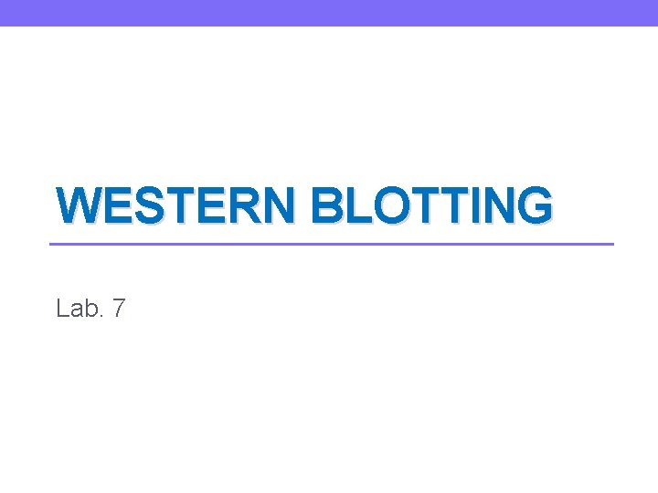 WESTERN BLOTTING Lab. 7 