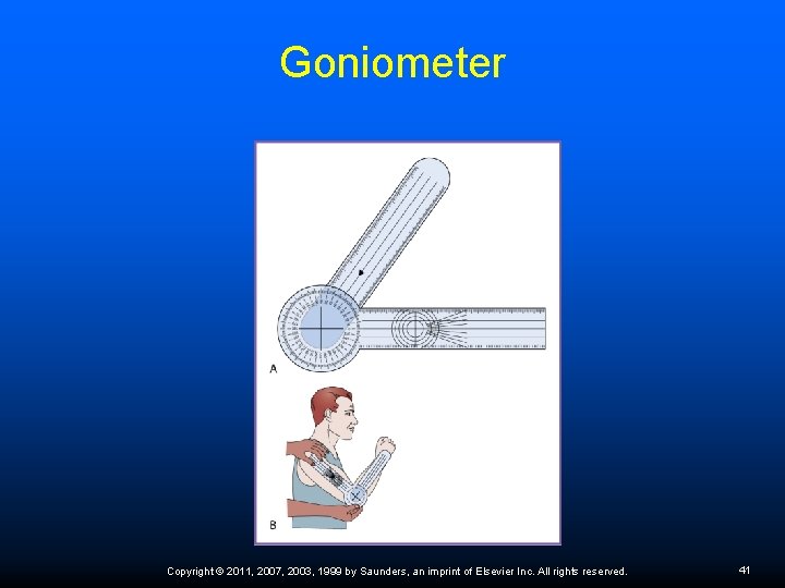 Goniometer Copyright © 2011, 2007, 2003, 1999 by Saunders, an imprint of Elsevier Inc.