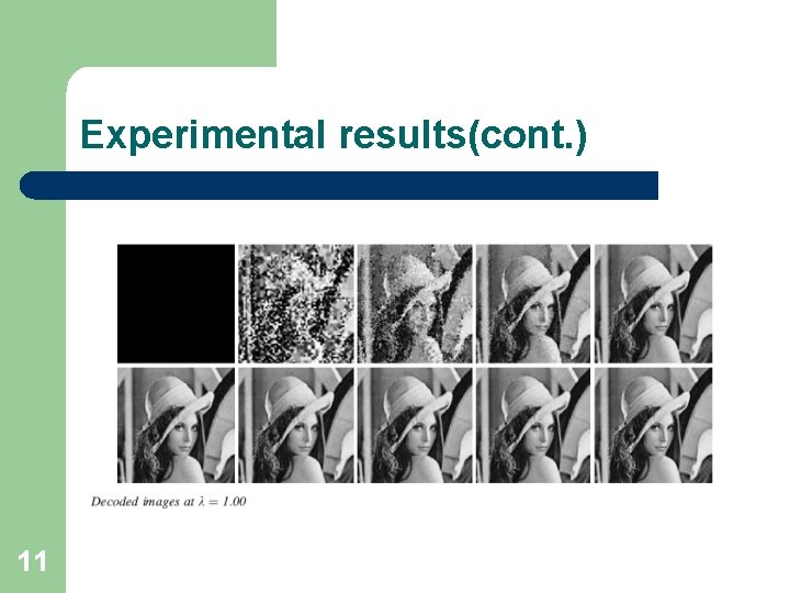 Experimental results(cont. ) 11 