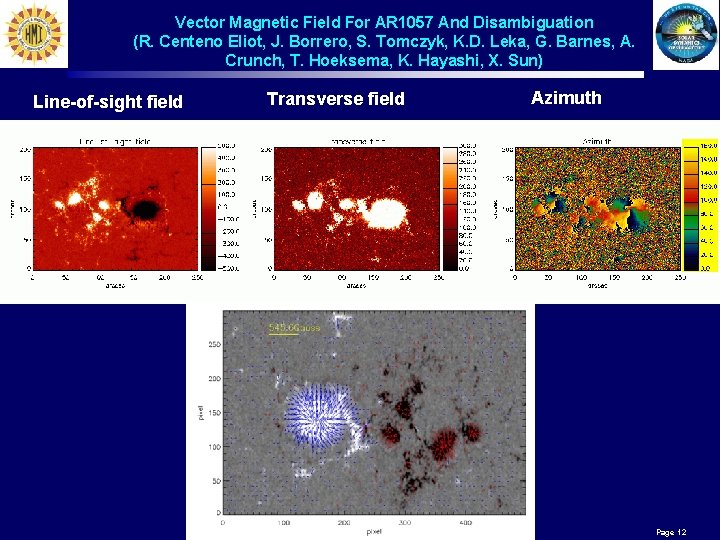 Vector Magnetic Field For AR 1057 And Disambiguation (R. Centeno Eliot, J. Borrero, S.