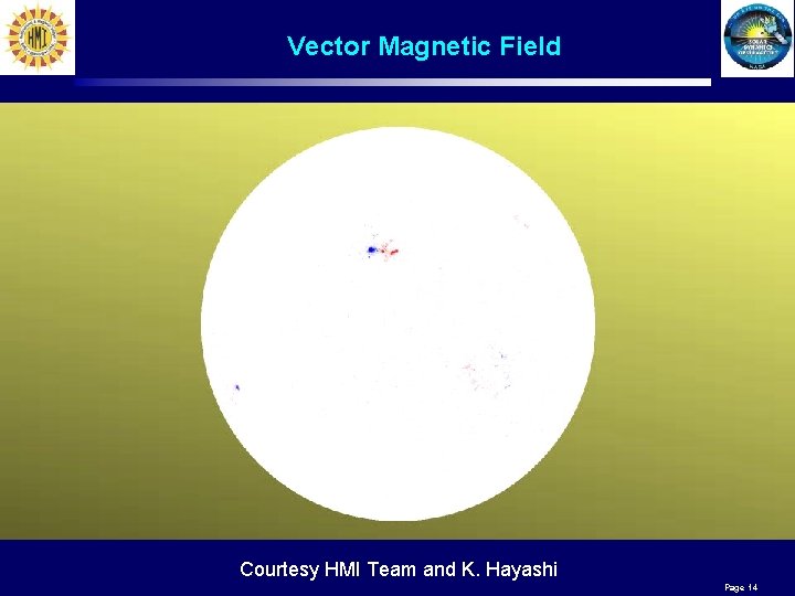 Vector Magnetic Field Courtesy HMI Team and K. Hayashi Page 14 