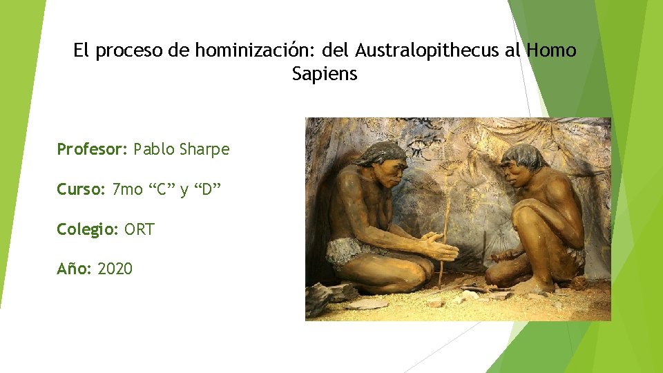 El proceso de hominización: del Australopithecus al Homo Sapiens Profesor: Pablo Sharpe Curso: 7