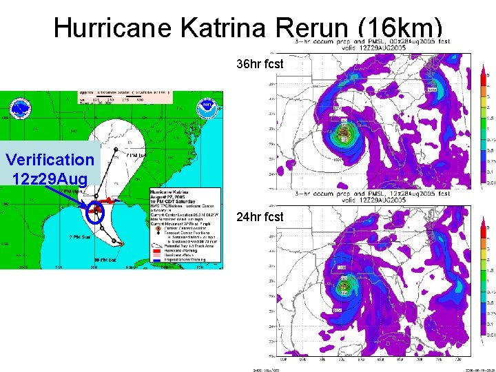 Hurricane Katrina Rerun (16 km) 36 hr fcst Verification 12 z 29 Aug 24