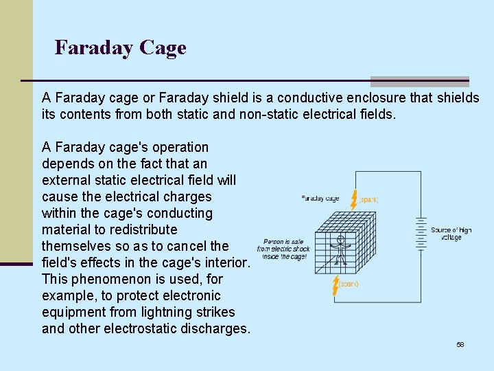 Faraday Cage A Faraday cage or Faraday shield is a conductive enclosure that shields