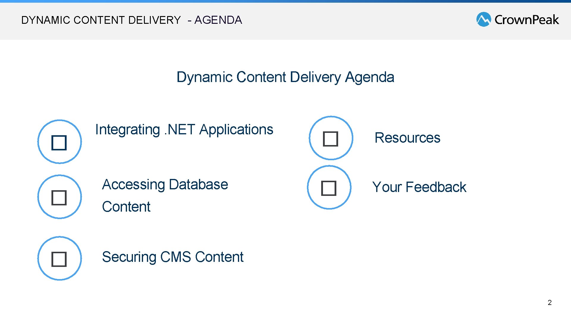 DYNAMIC CONTENT DELIVERY - AGENDA Dynamic Content Delivery Agenda � � � Integrating. NET DYNAMIC CONTENT DELIVERY - AGENDA Dynamic Content Delivery Agenda � � � Integrating. NET