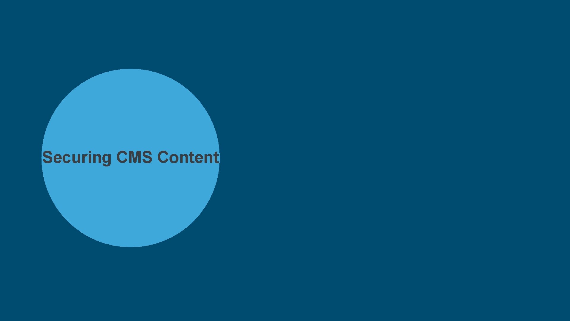 Securing CMS Content CONFIDENTIAL Securing CMS Content CONFIDENTIAL