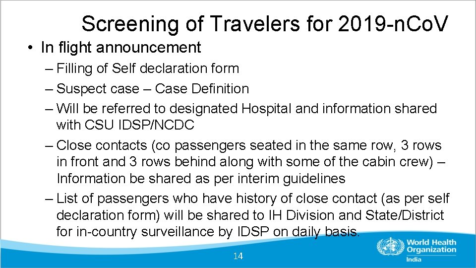 Screening of Travelers for 2019 -n. Co. V • In flight announcement – Filling Screening of Travelers for 2019 -n. Co. V • In flight announcement – Filling