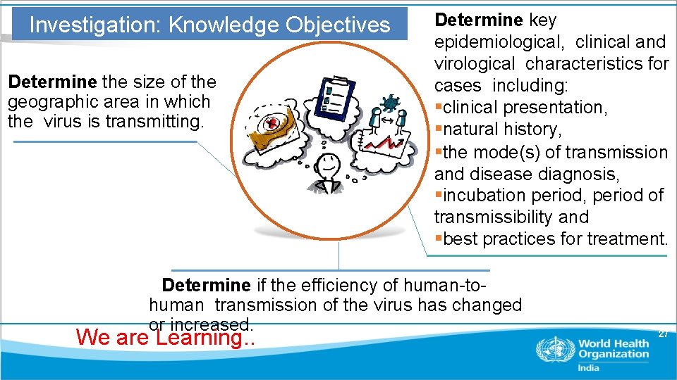 Investigation: Knowledge Objectives Determine the size of the geographic area in which the virus