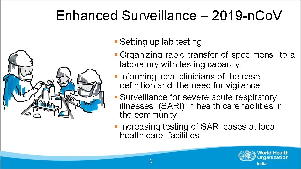 Enhanced Surveillance – 2019 -n. Co. V Setting up lab testing Organizing rapid transfer Enhanced Surveillance – 2019 -n. Co. V Setting up lab testing Organizing rapid transfer
