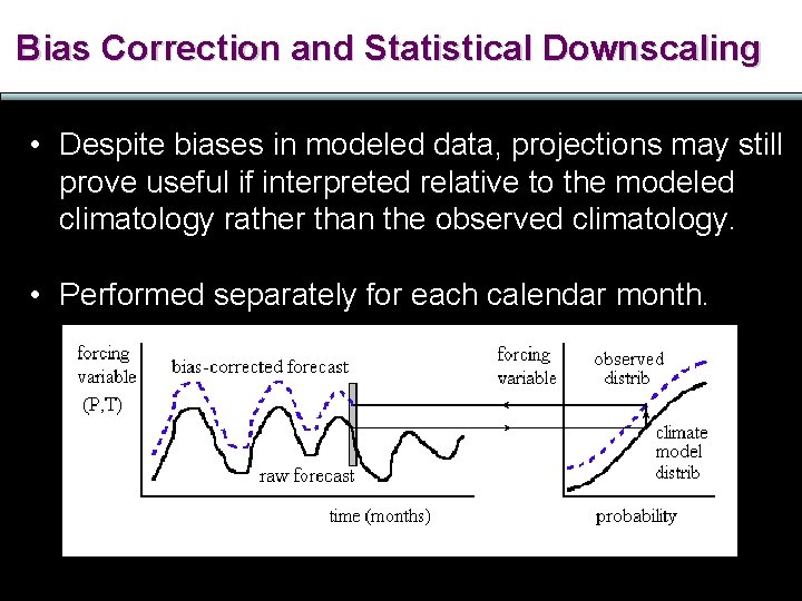 Bias Correction and Statistical Downscaling Overview: Bias Correction • Despite biases in modeled data,