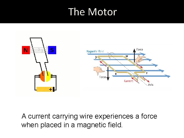 The Motor A current carrying wire experiences a force when placed in a magnetic