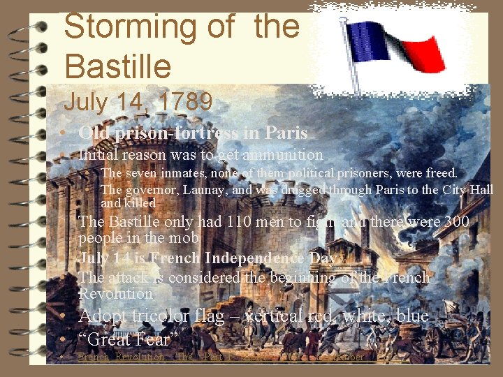 Storming of the Bastille July 14, 1789 • Old prison-fortress in Paris • Initial