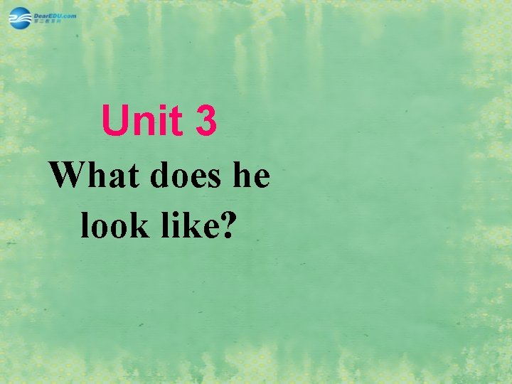 Unit 3 What does he look like? 