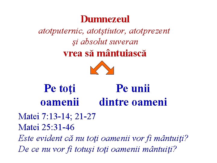 Dumnezeul atotputernic, atotştiutor, atotprezent şi absolut suveran vrea să mântuiască Pe toţi oamenii Pe