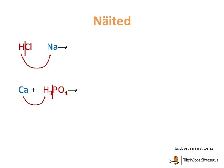 Näited 2 HCl + 2 Na→ Na 2 Na. Cl+ H 2↑ 6 Ca