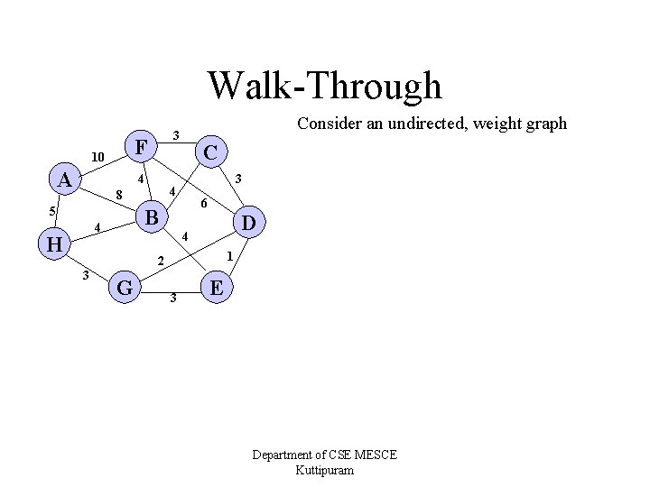 Walk-Through F 10 A 4 3 6 B 4 H C 4 8 5