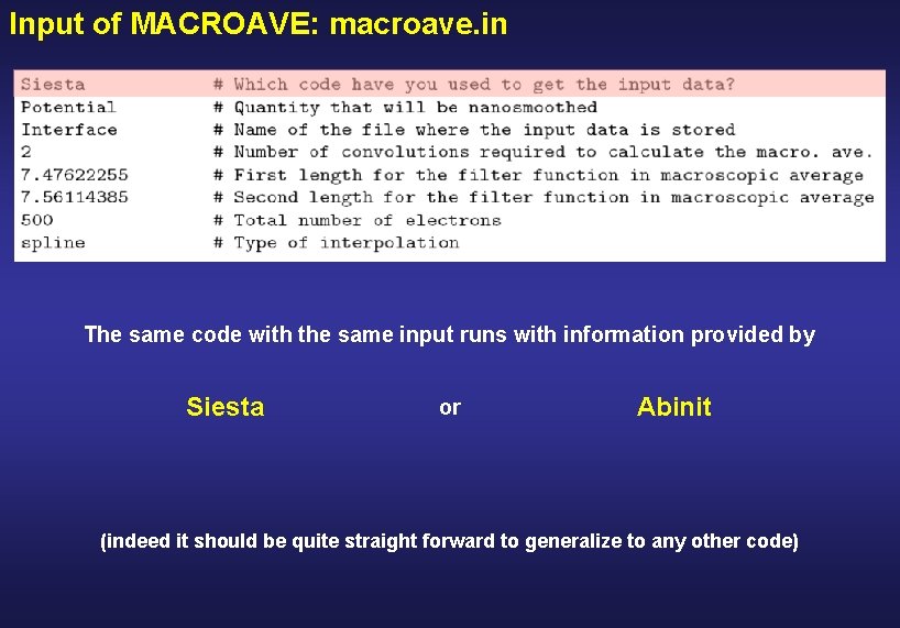 Input of MACROAVE: macroave. in The same code with the same input runs with