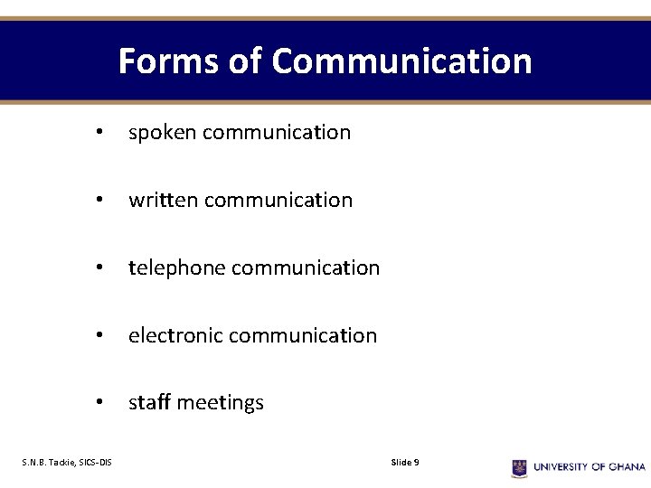 Forms of Communication • spoken communication • written communication • telephone communication • electronic