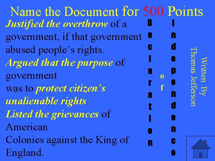 Name the Document for 500 Points D I e n d c e l