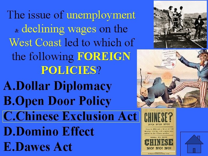 The issue of unemployment & declining wages on the West Coast led to which