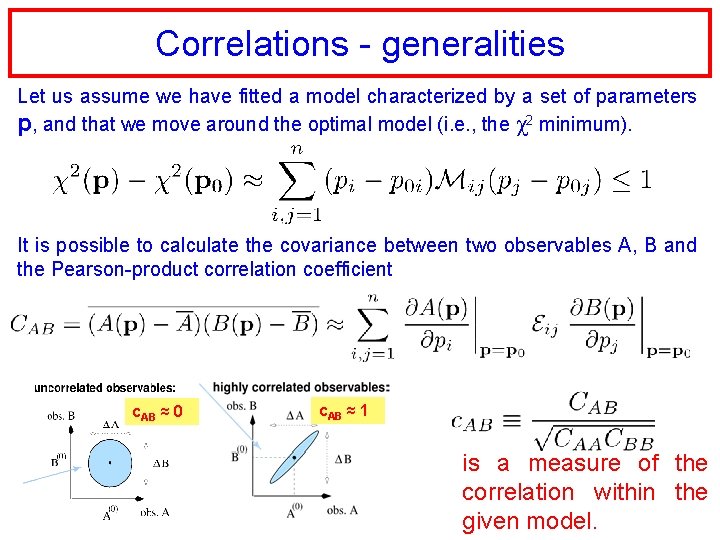 Correlations - generalities Let us assume we have fitted a model characterized by a