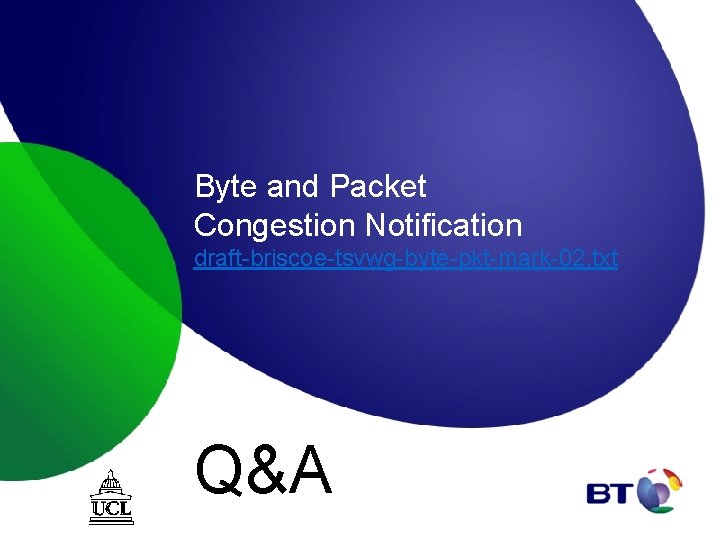 Byte and Packet Congestion Notification draftbriscoetsvwgbytepktmark02 ...