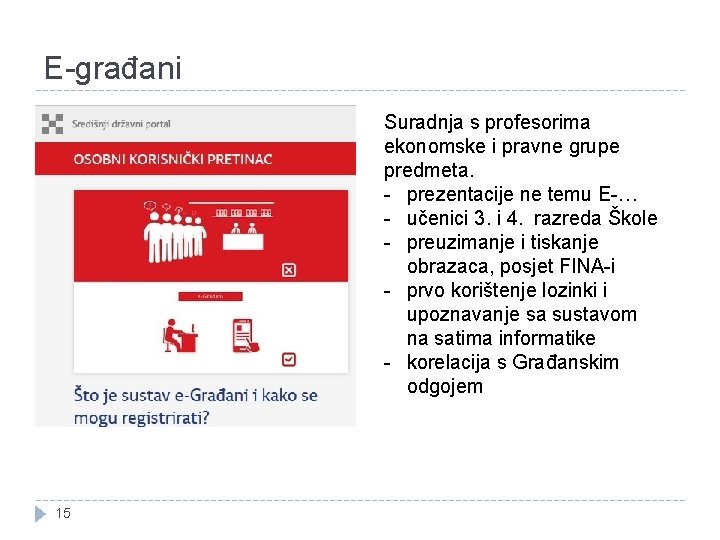 E-građani Suradnja s profesorima ekonomske i pravne grupe predmeta. - prezentacije ne temu E-…