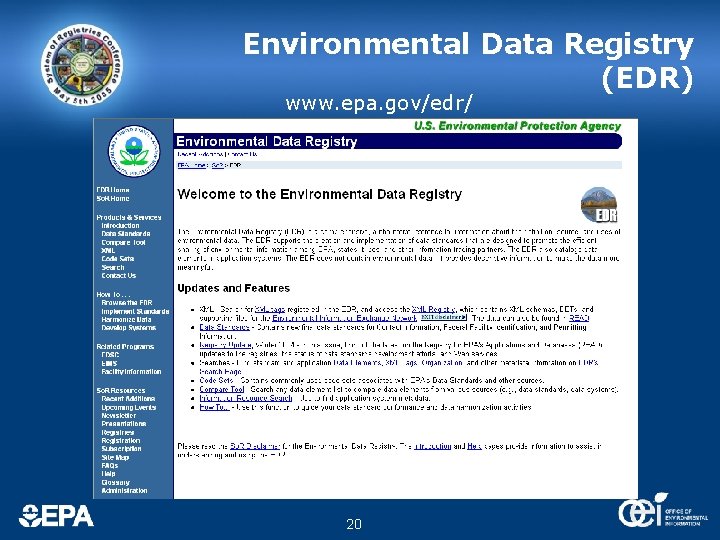 Environmental Data Registry (EDR) www. epa. gov/edr/ 20 Environmental Data Registry (EDR) www. epa. gov/edr/ 20