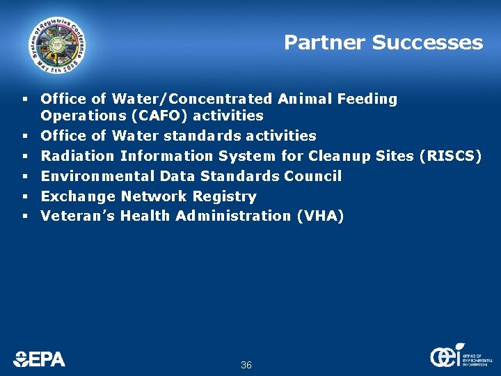 Partner Successes § Office of Water/Concentrated Animal Feeding Operations (CAFO) activities § Office of Partner Successes § Office of Water/Concentrated Animal Feeding Operations (CAFO) activities § Office of