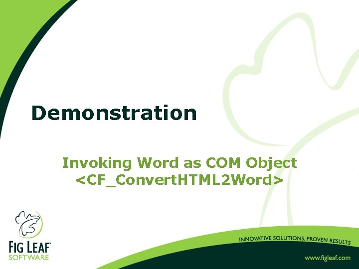 Demonstration Invoking Word as COM Object <CF_Convert. HTML 2 Word> 