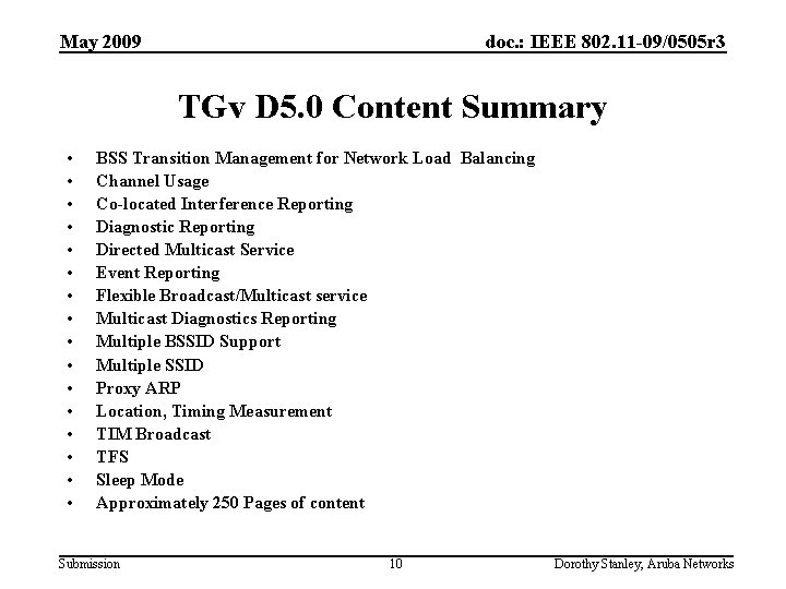 May 2009 doc. : IEEE 802. 11 -09/0505 r 3 TGv D 5. 0