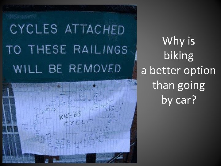 Why is biking a better option than going by car? 