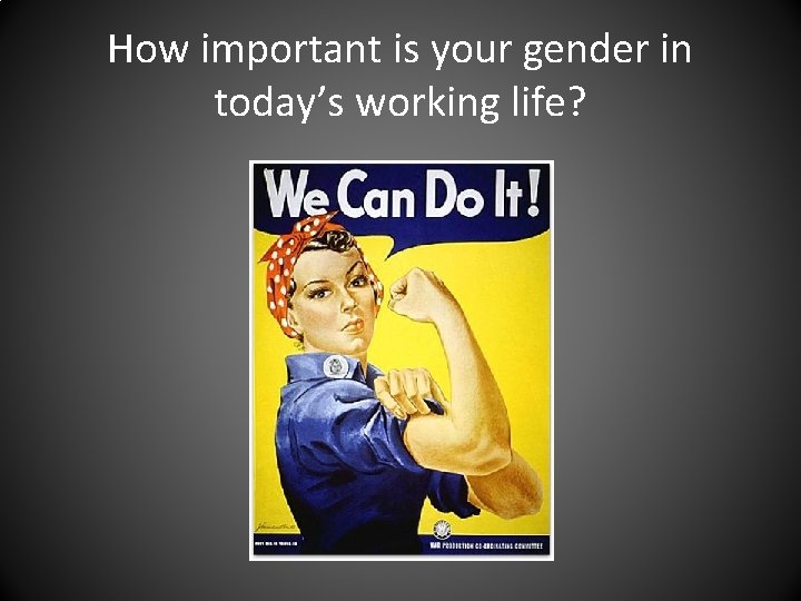 How important is your gender in today’s working life? 