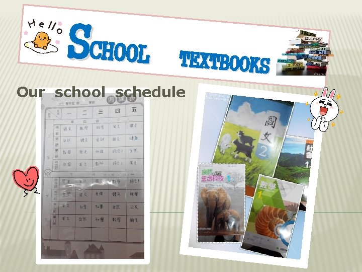 SCHOOL TEXTBOOKS Our school schedule 