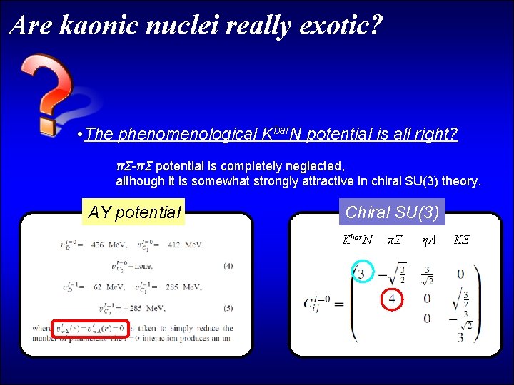 Are kaonic nuclei really exotic? • The phenomenological Kbar. N potential is all right?