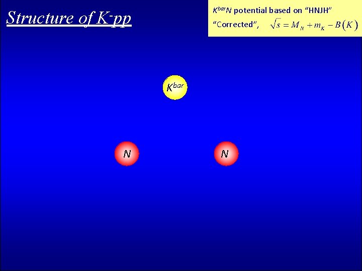 Kbar. N potential based on “HNJH” Structure of K-pp “Corrected”, Kbar N N 