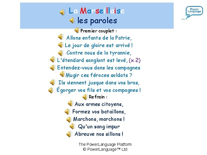 La Marseillaise les paroles Premier couplet : Allons enfants de la Patrie, Le jour