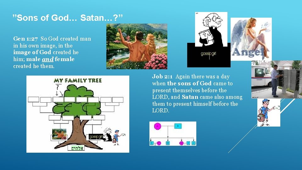 ”Sons of God… Satan…? ” Gen 1: 27 So God created man in his
